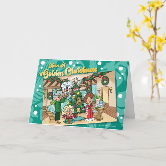 Gouden kerst kaart (Gele Bloem)