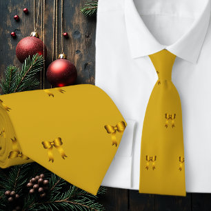 Gouden Kerst Mini Boogjes Patroon Stropdas