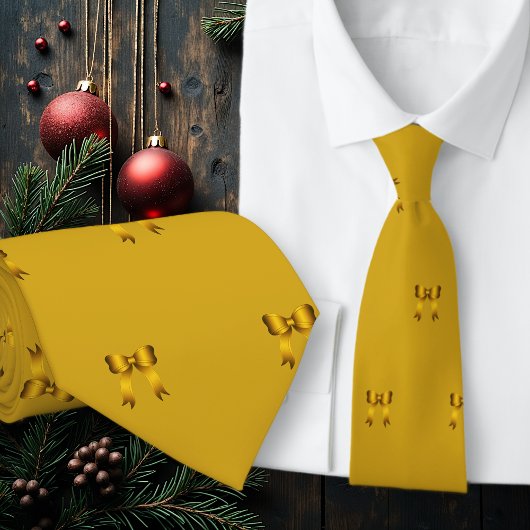Gouden Kerst Mini Boogjes Patroon Stropdas