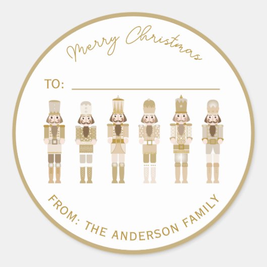 GOUDEN KERST NOTENKRAKER CADEAU STICKER (Voorkant)