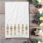 GOUDEN KERST NOTENKRAKERS THEEDOEK<br><div class="desc">Elegante gouden notenkrakers soldaten</div>