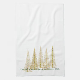 Gouden Kerst Ochtend Thee Keukenhanddoek
