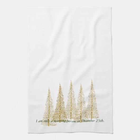 Gouden Kerst Ochtend Thee Keukenhanddoek (Verticaal)
