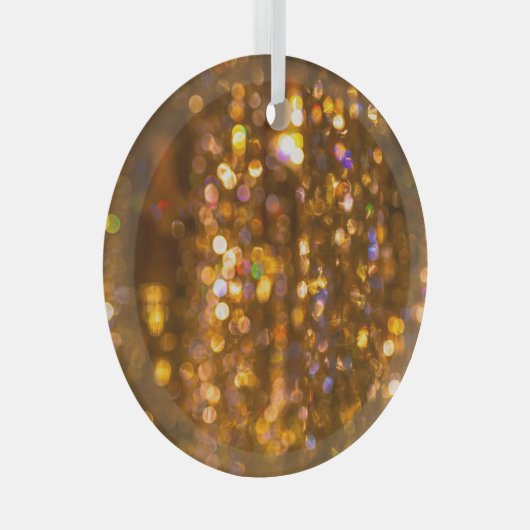 Gouden Kerst: Onscherp Abstracte achtergrond Glas Ornament (Voorkant Rechts)