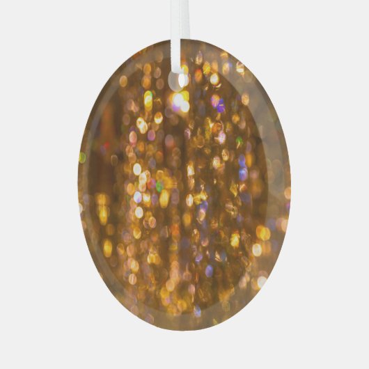 Gouden Kerst: Onscherp Abstracte achtergrond Glas Ornament (Voorkant links)