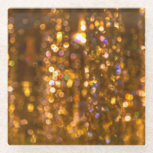 Gouden Kerst: Onscherp Abstracte achtergrond Glazen Onderzetter