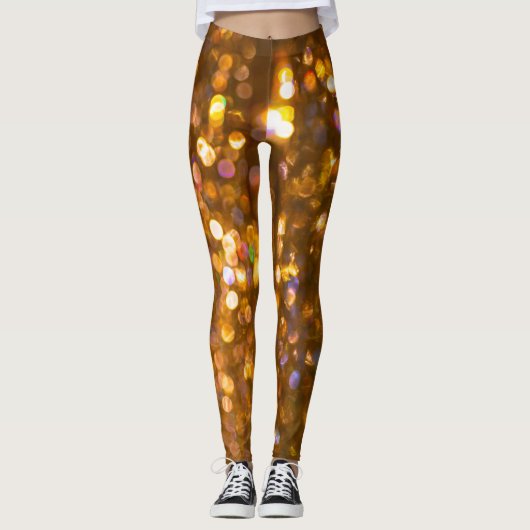 Gouden Kerst: Onscherp Abstracte achtergrond Leggings (Voorkant)