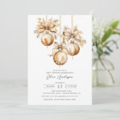 Gouden Kerst Ornament Baby shower Kaart (Staand voorkant)
