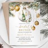Gouden Kerst Ornament Bloemen Wijn Bruids Brunch Kaart