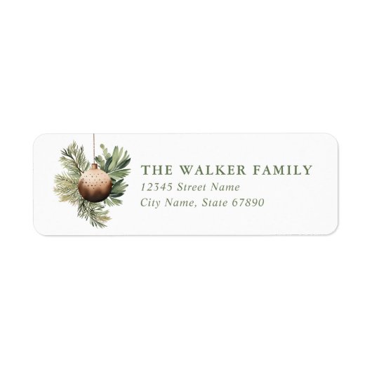 Gouden Kerst Ornament Retour Adreslabels Etiket (Voorkant)