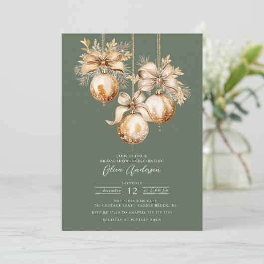 Gouden Kerst Ornament Vrijgezellenfeest Kaart (Staand voorkant)