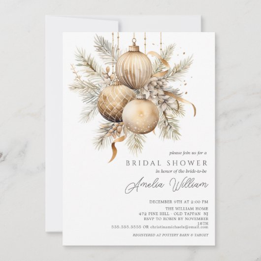 Gouden Kerst Ornament Vrijgezellenfeest Kaart (Voorkant)