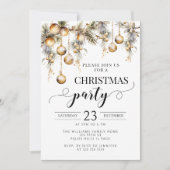 Gouden kerst ornamenten feestuitnodiging kaart (Voorkant)