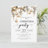 Gouden kerst ornamenten feestuitnodiging kaart (Staand voorkant)