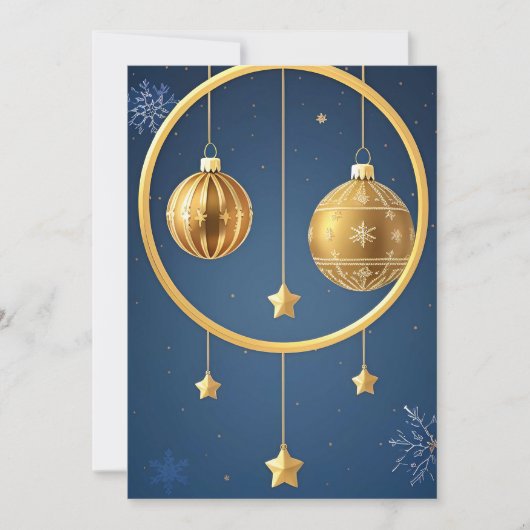 Gouden kerst ornamenten hangen feestdagenkaart (Voorkant)