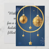 Gouden kerst ornamenten hangen feestdagenkaart (Voorkant / Achterkant)