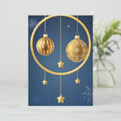 Gouden kerst ornamenten hangen feestdagenkaart (Staand voorkant)