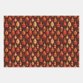 Gouden Kerst Ornamenten Pine Branches Inpakpapier Vel (Voorkant 2)