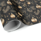 Gouden Kerst Ornamenten Pine Needles Vakantie Cadeaupapier (Rol Hoek)