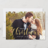 Gouden Kerst Pijnbomen Foto Groet Feestdagenkaart (Voorkant)