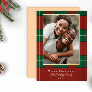 Gouden Kerst Plaid Folie Kerst Foto Kaart