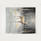 Gouden Kerst Reindeer Vakantie Achtergrond Wandkleed (Voorkant (horizontaal))