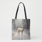 Gouden Kerst Rendier Vakantie Canvas tas (Voorkant)
