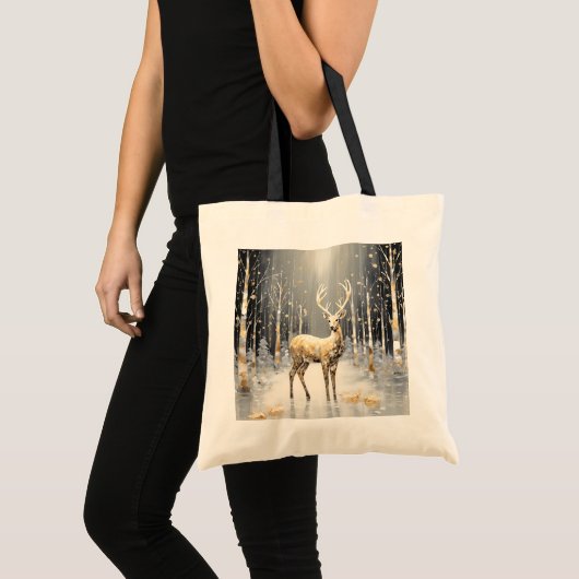 Gouden Kerst Rendier Vakantie Canvas tas (Voorkant (product))