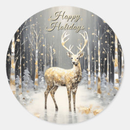 Gouden Kerst Rendier Vakantie Classic Ronde Sticker