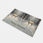 Gouden Kerst Rendier Vakantie Deurmat (Schuin)