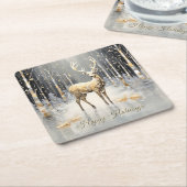 Gouden Kerst Rendier Vakantie Papieren Onderzetter (Schuin)