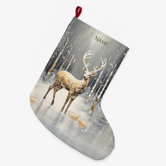 Gouden Kerst Rendier Vakantie Stocking Grote Kerstsok (Voorkant (Hangend))