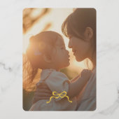 Gouden Kerst Retro Bow Foto Folie Feestdagenkaart (Voorkant)