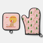 Gouden Kerst Roze Strand Dag Oven Mit Set (Voorkant)