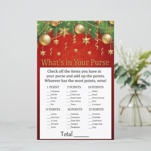 gouden kerst speelgoed Wat zit er in je handtas? (Staand voorkant)