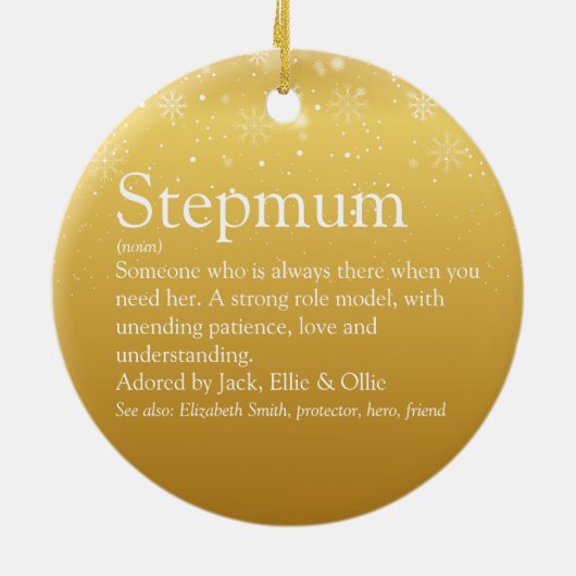 Gouden Kerst Stapmoeder Definitie Keramisch Ornament (Achterkant)