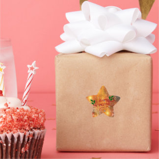 Gouden kerst ster sticker