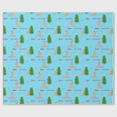 Gouden Kerst Strand Dag Blauw Gift Wrap Cadeaupapier (Vlak)