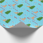 Gouden Kerst Strand Dag Blauw Gift Wrap Cadeaupapier (Hoek)