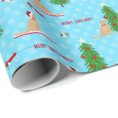 Gouden Kerst Strand Dag Blauw Gift Wrap Cadeaupapier (Rol Hoek)