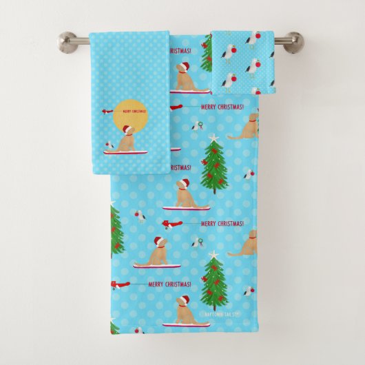 Gouden Kerst Strand Dag Douche Gordijn Bad Handdoek (Insitu)