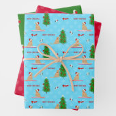 Gouden Kerst Strand Dag Gift Wrap Set 3 Inpakpapier Vel (In situ)