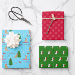 Gouden Kerst Strand Dag Gift Wrap Set 3 Inpakpapier Vel