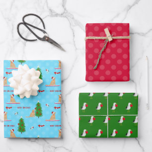 Gouden Kerst Strand Dag Gift Wrap Set 3 Inpakpapier Vel