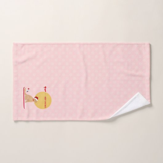 Gouden Kerst Strand Dag Roze Douche Gordijn Bad Handdoek (Handdoek)