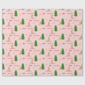 Gouden Kerst Strand Dag Roze Gift Wrap Cadeaupapier (Vlak)