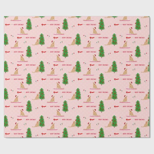 Gouden Kerst Strand Dag Roze Gift Wrap Cadeaupapier (Vlak)