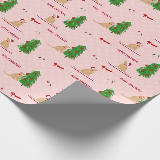 Gouden Kerst Strand Dag Roze Gift Wrap Cadeaupapier (Hoek)