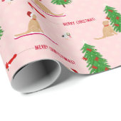 Gouden Kerst Strand Dag Roze Gift Wrap Cadeaupapier (Rol Hoek)