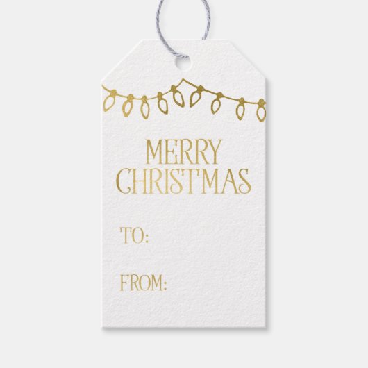 Gouden Kerst String Lights Gift Labels Cadeaulabel (Voorkant)